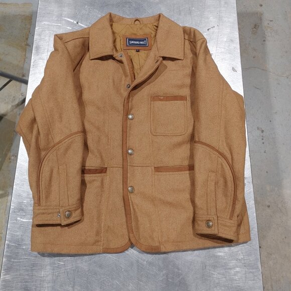 Excellent Condition Saguaro West Felt/Leather Winter Coat Brown Size L - Picture 1 of 3